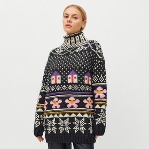 Kimchi Blue Farley Fair Isle Chunky Knit Sweater Sz L